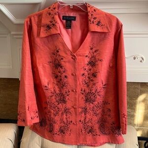 Silk Land Button Down Coral Shirt/Jacket.